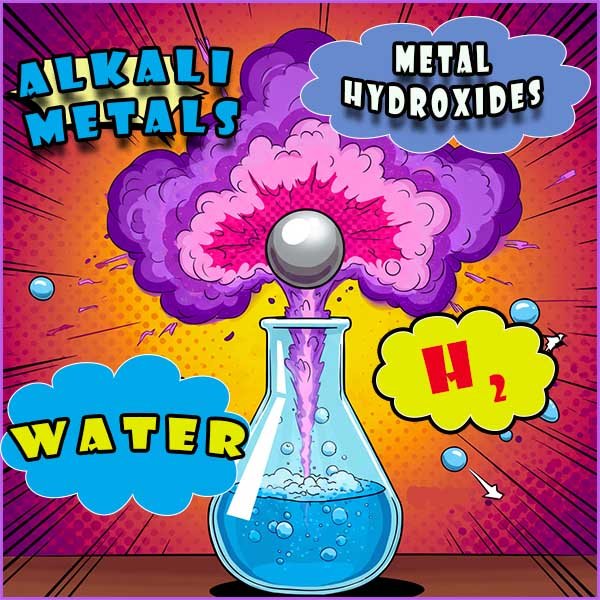 Image shows the products of the reaction of an alkali metal with water